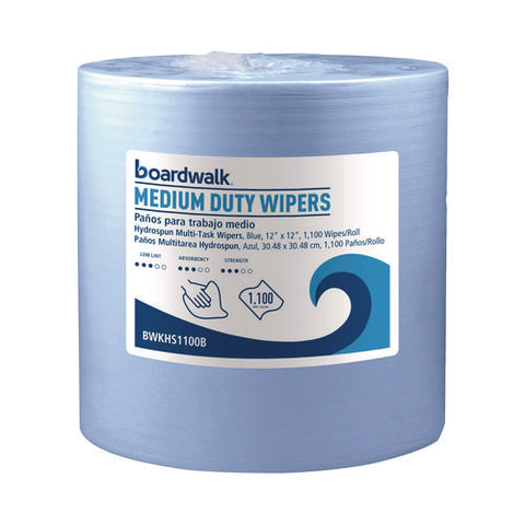 Hydrospun Wipers, Medium Duty, 12 X 12, Blue, 1,100/roll