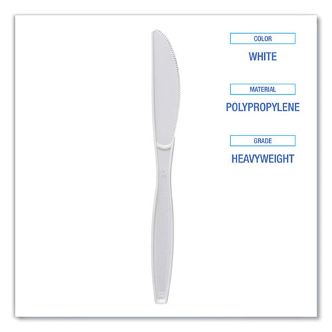 Heavyweight Polypropylene Cutlery, Knife, White, 1000/carton