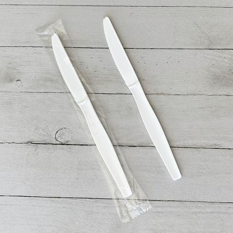 Heavyweight Wrapped Polystyrene Cutlery, Knife, White, 1,000/carton