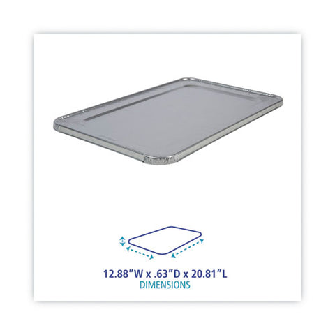 Aluminum Steam Table Pan Lids, Fits Full-size Deep Pan, 380 Gauge, 0.63" Deep, 12.88 X 20.81, 50/carton