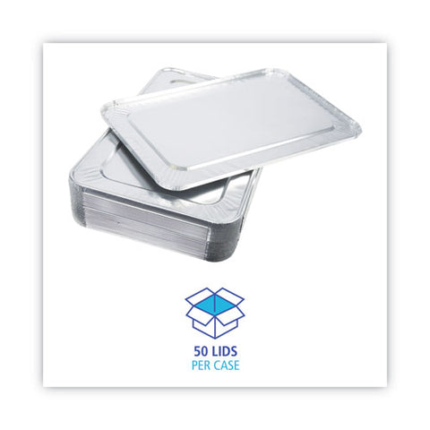 Aluminum Steam Table Pan Lids, Fits Full-size Deep Pan, 380 Gauge, 0.63" Deep, 12.88 X 20.81, 50/carton