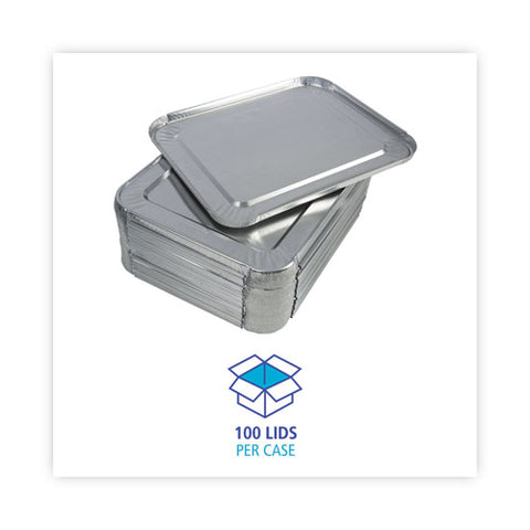 Aluminum Steam Table Pan Lids, Fits Half-size Deep Pan, 290 Gauge, 0.63" Deep, 10.5 X 12.81, 100/carton