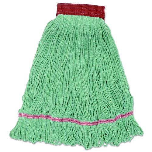 Wideband Looped-end Mop Heads, Cotton/rayon/synthetic, Large, Green, 12/carton