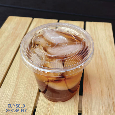 Crystal-clear Cold Cup Straw-slot Lids, Fits 9 Oz To 10 Oz Cups, Clear, 100/pack