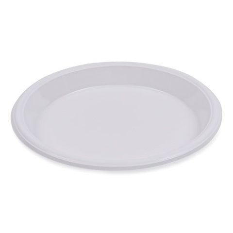 Hi-impact Plastic Dinnerware, Plate, 10" Dia, White, 500/carton