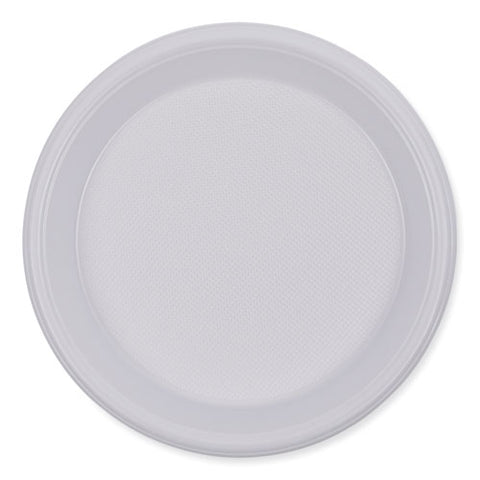 Hi-impact Plastic Dinnerware, Plate, 10" Dia, White, 500/carton