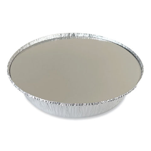 Round Aluminum To-go Containers With Lid, 48 Oz, 9" Diameter X 1.66"h, Silver, 200/carton