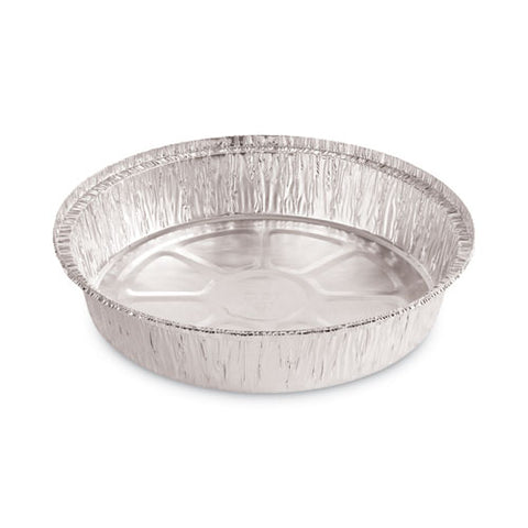 Round Aluminum To-go Containers, 300 Gauge, 48 Oz, 9" Diameter X 1.66"h, Silver, 500/carton