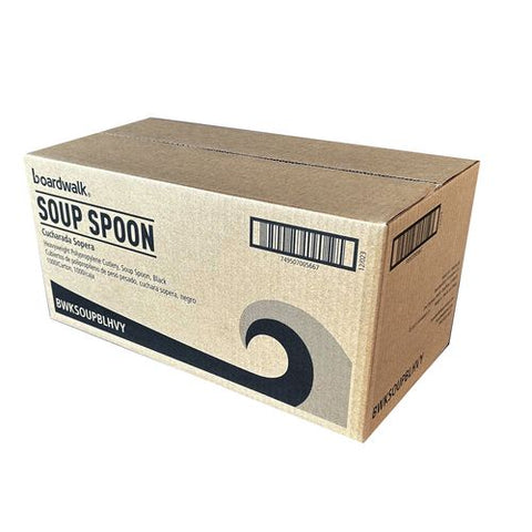 Heavyweight Polypropylene Cutlery, Soup Spoon, Black, 1,000/carton