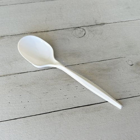 Mediumweight Polypropylene Cutlery, Soup Spoon, White, 1,000/carton