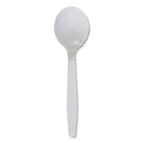 Mediumweight Polystyrene Cutlery, Soup Spoon, White, 1,000/carton