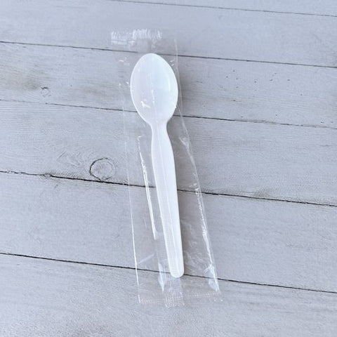 Heavyweight Wrapped Polystyrene Cutlery, Soup Spoon, White, 1,000/carton