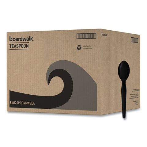 Heavyweight Polystyrene Cutlery, Teaspoon, Black, 1000/carton