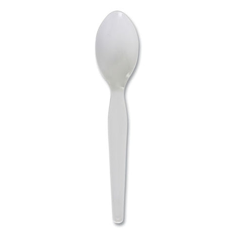 Heavyweight Polystyrene Cutlery, Teaspoon, White, 1000/carton