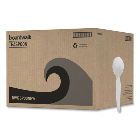 Heavyweight Polystyrene Cutlery, Teaspoon, White, 1000/carton