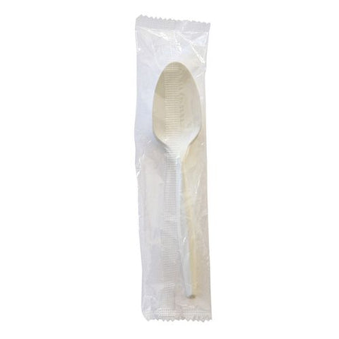 Mediumweight Wrapped Polystyrene Cutlery, Teaspoon, White, 1,000/carton