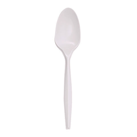 Mediumweight Polypropylene Cutlery, Teaspoon, White, 1000/carton