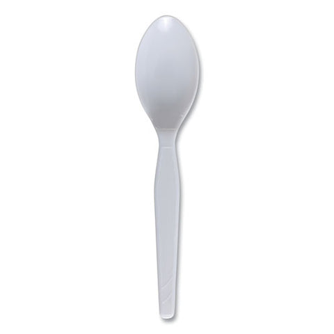 Mediumweight Polystyrene Cutlery, Teaspoon, White, 100/box