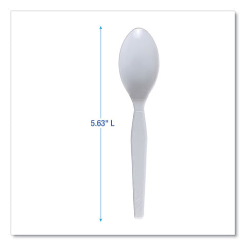 Mediumweight Polystyrene Cutlery, Teaspoon, White, 100/box