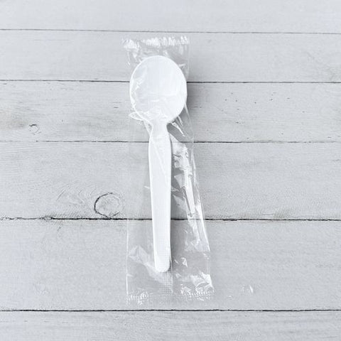 Heavyweight Wrapped Polystyrene Cutlery, Teaspoon, White, 1,000/carton