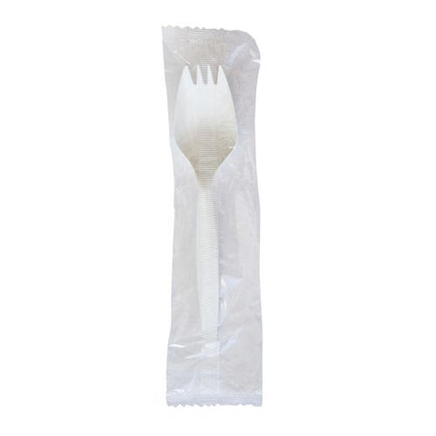 Mediumweight Wrapped Polypropylene Cutlery, Spork, White, 1,000/carton