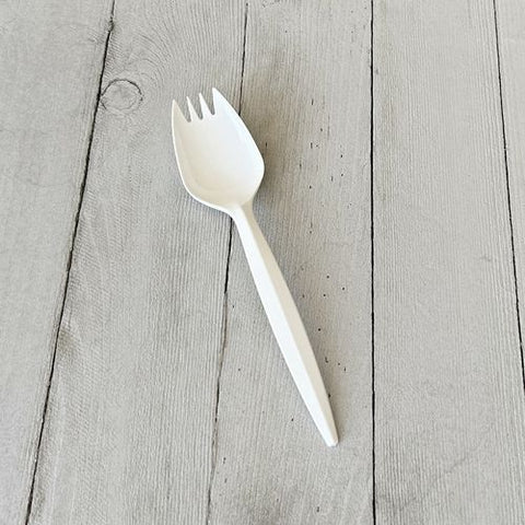 Mediumweight Polypropylene Cutlery, Spork, White, 1,000/carton