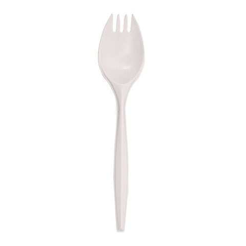 Mediumweight Polypropylene Cutlery, Spork, White, 1000/carton