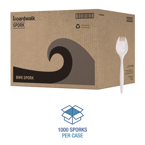 Mediumweight Polypropylene Cutlery, Spork, White, 1000/carton