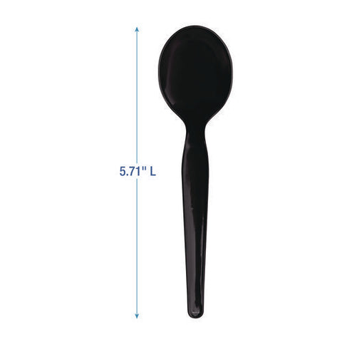 Heavyweight Wrapped Polystyrene Cutlery, Soup Spoon, Black, 1,000/carton