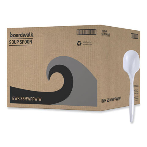 Mediumweight Wrapped Polypropylene Cutlery, Soup Spoon, White, 1,000/carton