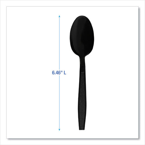 Heavyweight Polypropylene Cutlery, Teaspoon, Black, 1000/carton