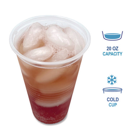 Translucent Plastic Cold Cups, 20 Oz, Clear, 50/pack