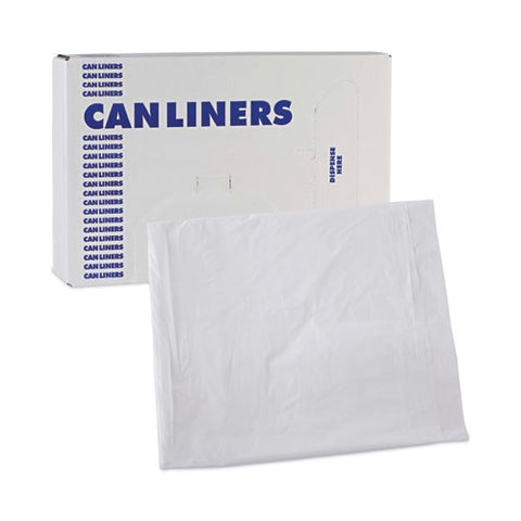 Linear Low Density Industrial Can Liners, 10 Gal, 0.5 Mil, 24" X 23", White, Flat Pack, 500/carton