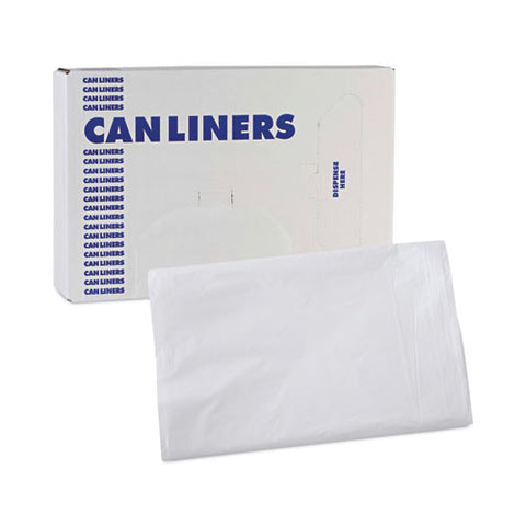 Linear Low Density Industrial Can Liners, 16 Gal, 0.5 Mil, 24" X 32", White, Flat Pack, 500/carton