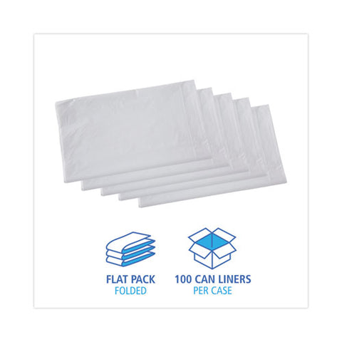 Linear Low Density Industrial Can Liners, 33 Gal, 0.9 Mil, 33" X 39", White, Flat Pack, 100/carton