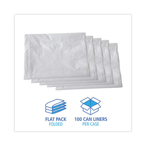 Linear Low Density Industrial Can Liners, 60 Gal, 0.9 Mil, 38" X 58", White, Flat Pack, 100/carton