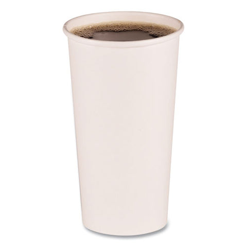 Paper Hot Cups, 20 Oz, White, 50/sleeve, 12 Sleeves/carton