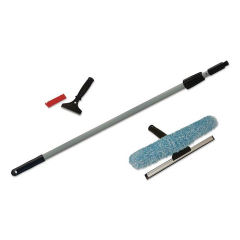 Window Cleaning Kit, 12" Wide Combo Washer/squeegee, 8 Ft Extension Pole, 4" Wide Scraper With 8" Handle
