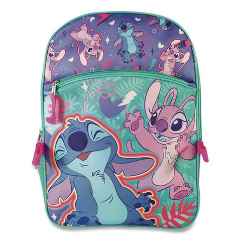 Stitch And Angel 5-piece Backpack Set, 12 X 5 X 16, Multicolor