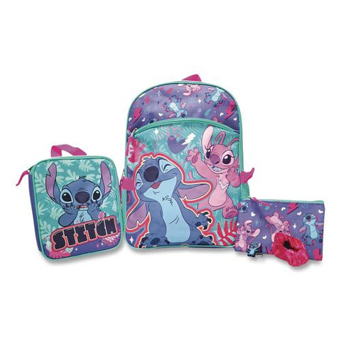 Stitch And Angel 5-piece Backpack Set, 12 X 5 X 16, Multicolor