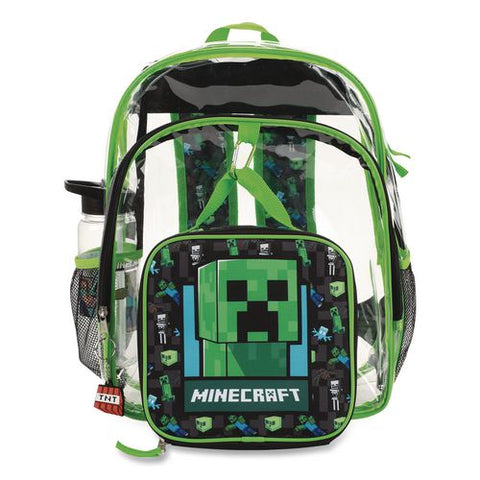 Minecraft Clear 5-piece Backpack Set, 12 X 5 X 16, Clear/multicolor