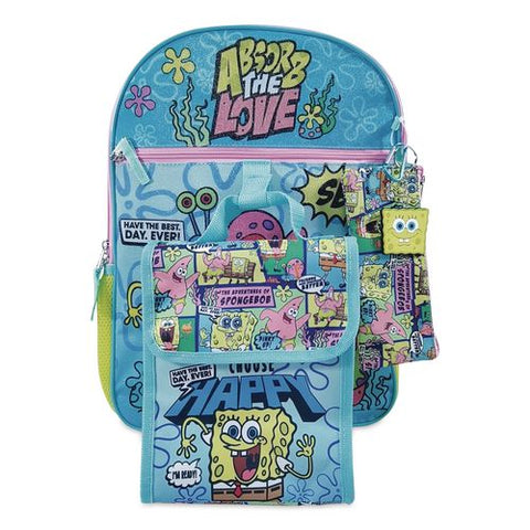 Spongebob 5-piece Backpack Set, 12 X 5 X 16, Multicolor