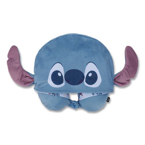 Stitch Hooded Polyester Travel Pillow, 11 X 3 X 10.5, Blue