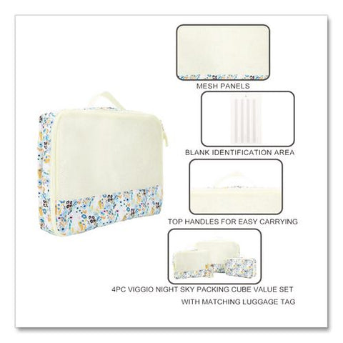 Floral Print Four-piece Packing Cube Set, Assorted Sizes