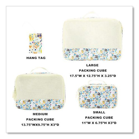 Floral Print Four-piece Packing Cube Set, Assorted Sizes
