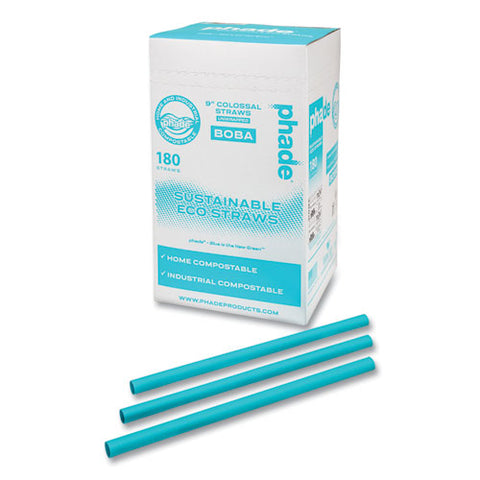 Marine Biodegradable Straws, Boba Straws, 9", Ocean Blue, 720/carton