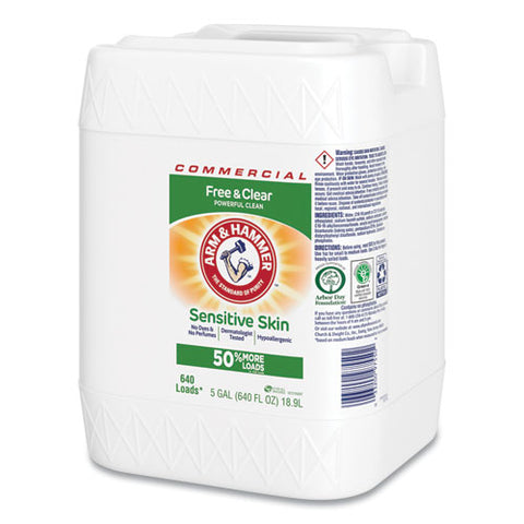 He Compatible Liquid Detergent, Unscented, 640 Loads, Free And Clear Scent, 5 Gal Jug