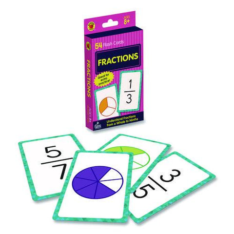 Fractions Flash Cards, 3.25 X 5.25, Assorted Colors, 54 Cards