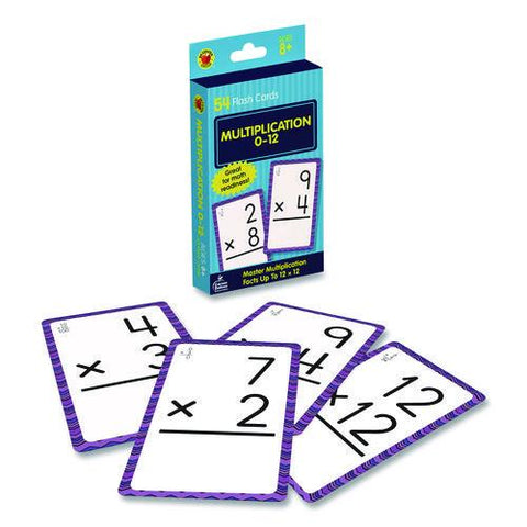 Multiplication 0 To 12 Flash Cards, 3.25 X 5.25, Assorted Colors, 54 Cards
