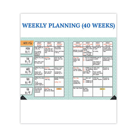 Teacher Planner, Weekly/monthly, Two-page Spread (seven Subjects), Two-page Spread (one Month), 11 X 8.5, Multicolor Cover